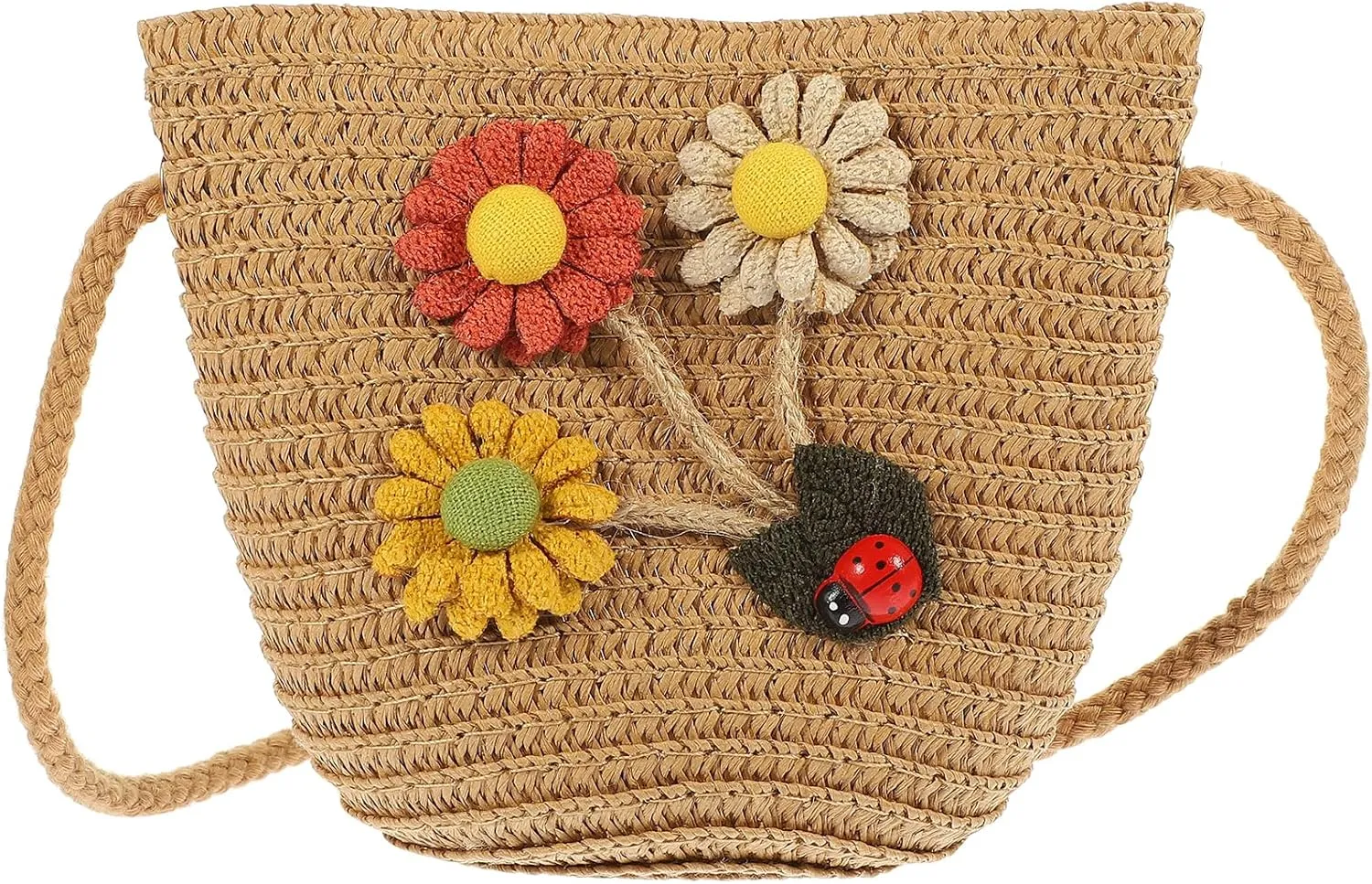 Zerodeko 2pcs Straw Children's Satchel Baby Decor Summer Crossbody Mini Purse Sunflower Gift Bag Purse for