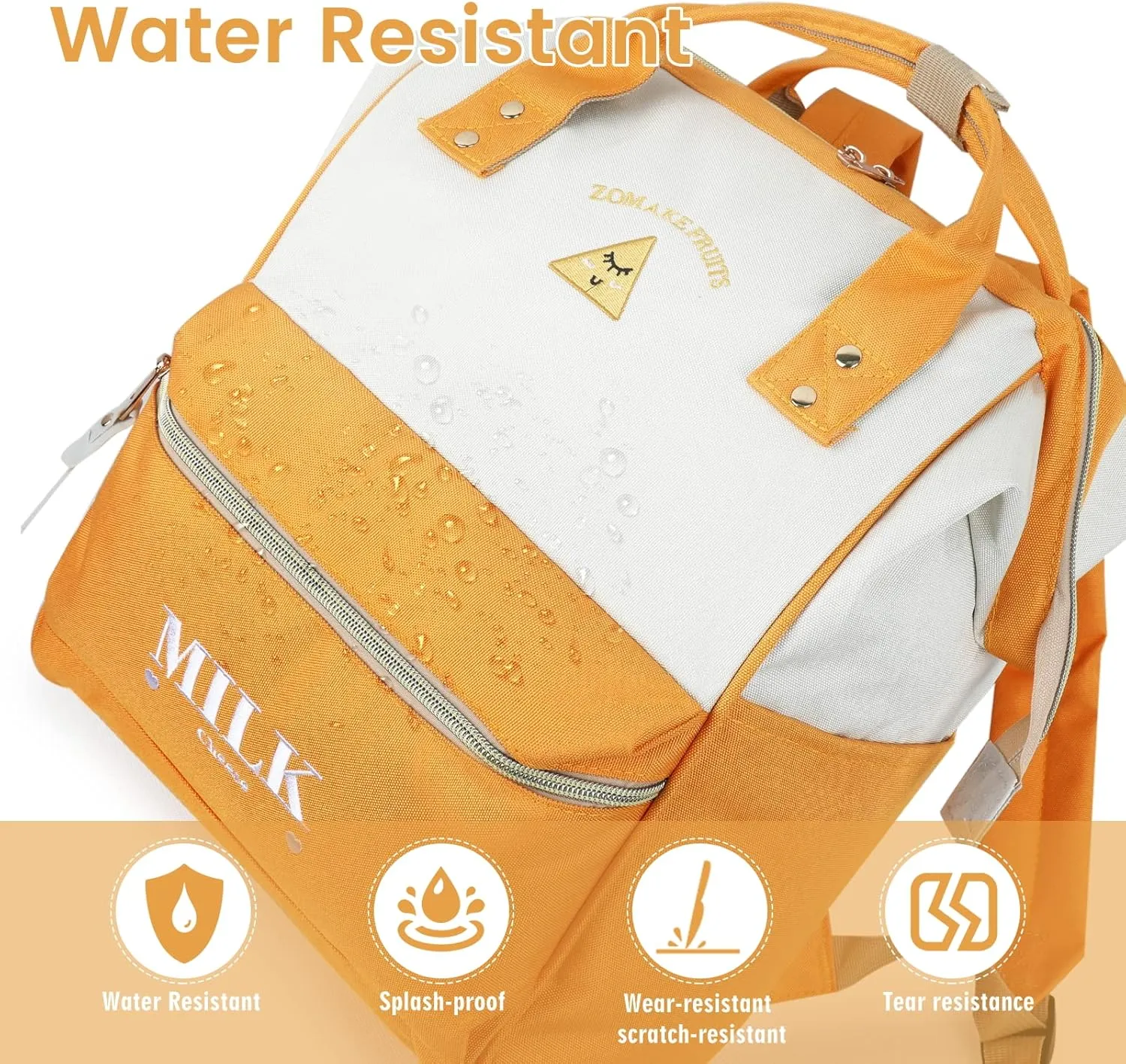 ZOMAKE 15.6 Inch Travel Laptop Backpack for Women Men - Anti Theft Water Resistant Bag Daypack - Computer Bag Business Work Cute Backpacks(Cheese)