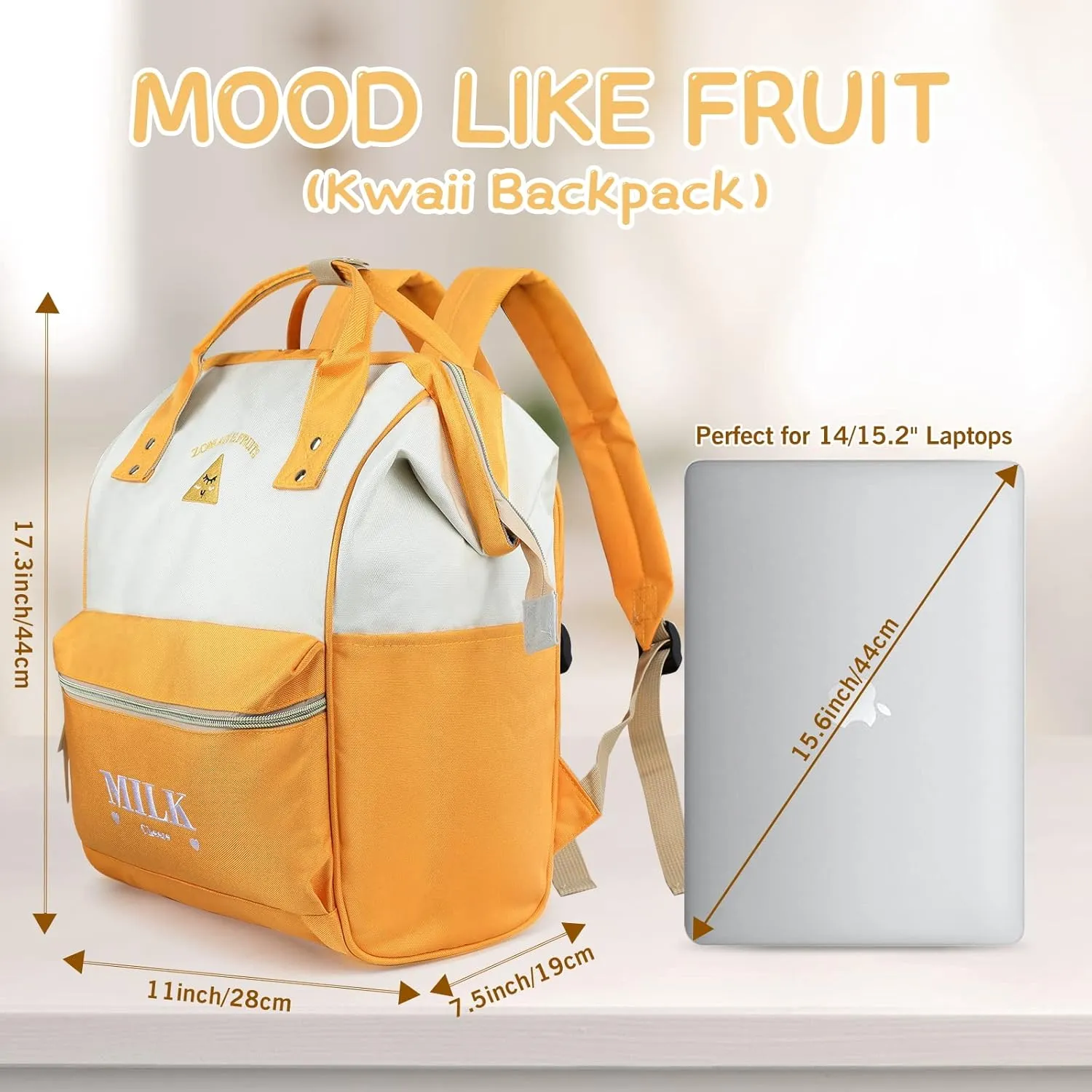 ZOMAKE 15.6 Inch Travel Laptop Backpack for Women Men - Anti Theft Water Resistant Bag Daypack - Computer Bag Business Work Cute Backpacks(Cheese)