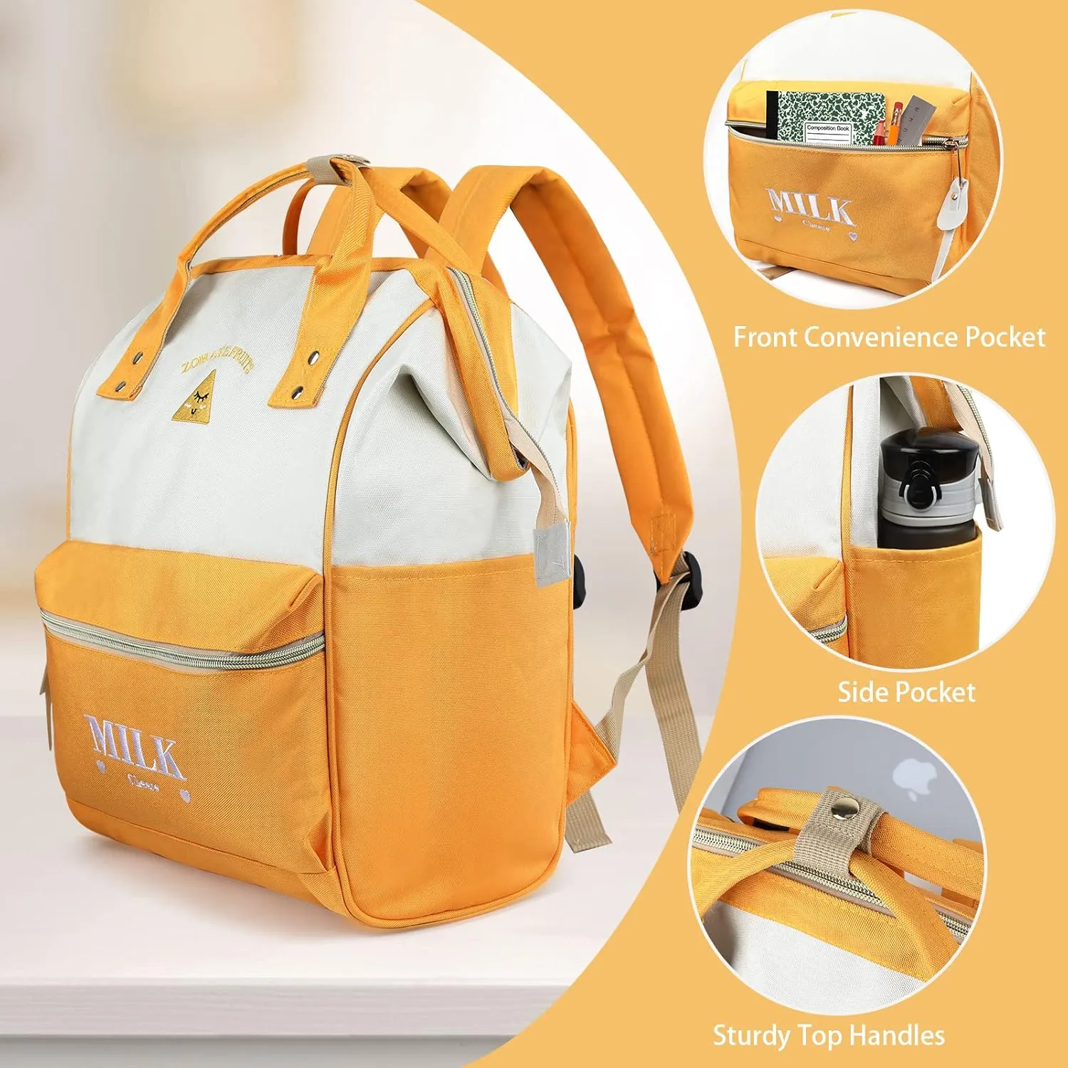 ZOMAKE 15.6 Inch Travel Laptop Backpack for Women Men - Anti Theft Water Resistant Bag Daypack - Computer Bag Business Work Cute Backpacks(Cheese)