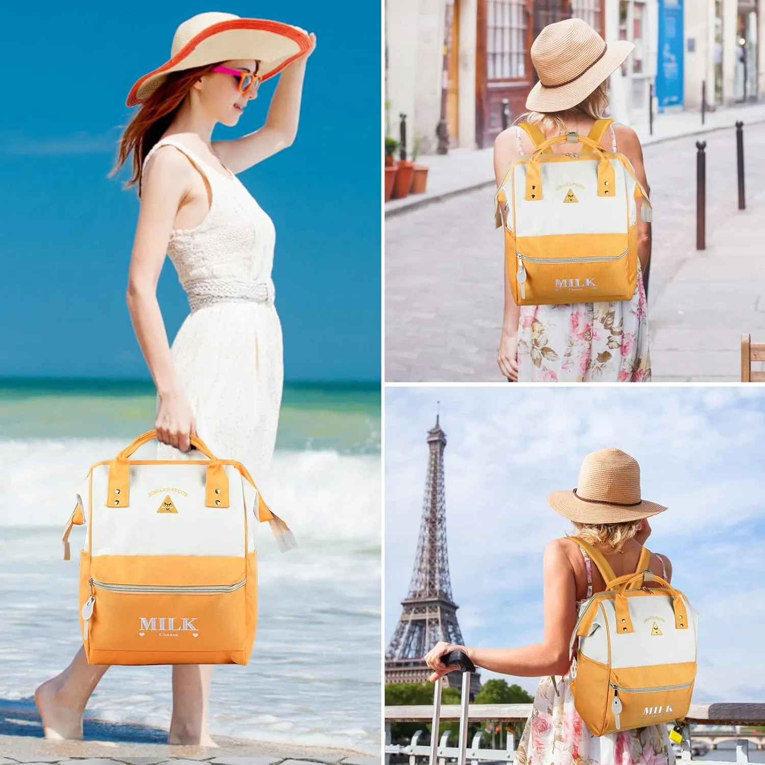 ZOMAKE 15.6 Inch Travel Laptop Backpack for Women Men - Anti Theft Water Resistant Bag Daypack - Computer Bag Business Work Cute Backpacks(Cheese)