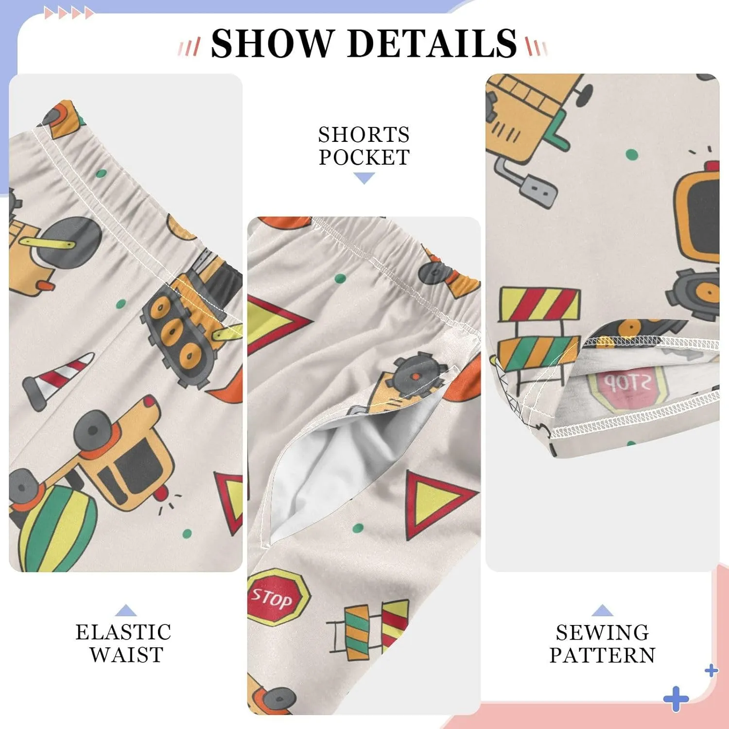 ZZXXB Cartoon Truck and Trailer Boys Long Pants Soft Trousers Elastic Waist Kids Lounge Bottoms with Pockets S-XL