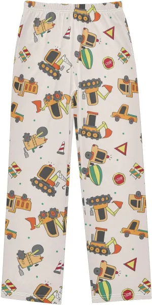 ZZXXB Cartoon Truck and Trailer Boys Long Pants Soft Trousers Elastic Waist Kids Lounge Bottoms with Pockets S-XL