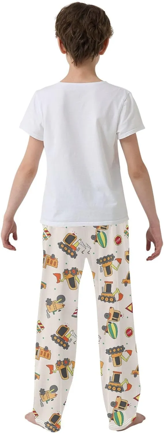 ZZXXB Cartoon Truck and Trailer Boys Long Pants Soft Trousers Elastic Waist Kids Lounge Bottoms with Pockets S-XL