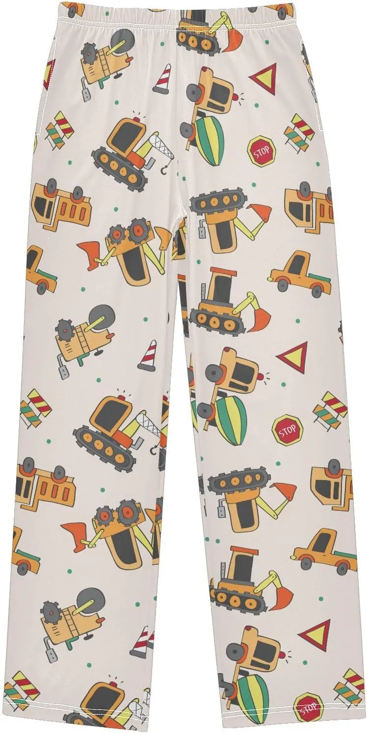 ZZXXB Cartoon Truck and Trailer Boys Long Pants Soft Trousers Elastic Waist Kids Lounge Bottoms with Pockets S-XL