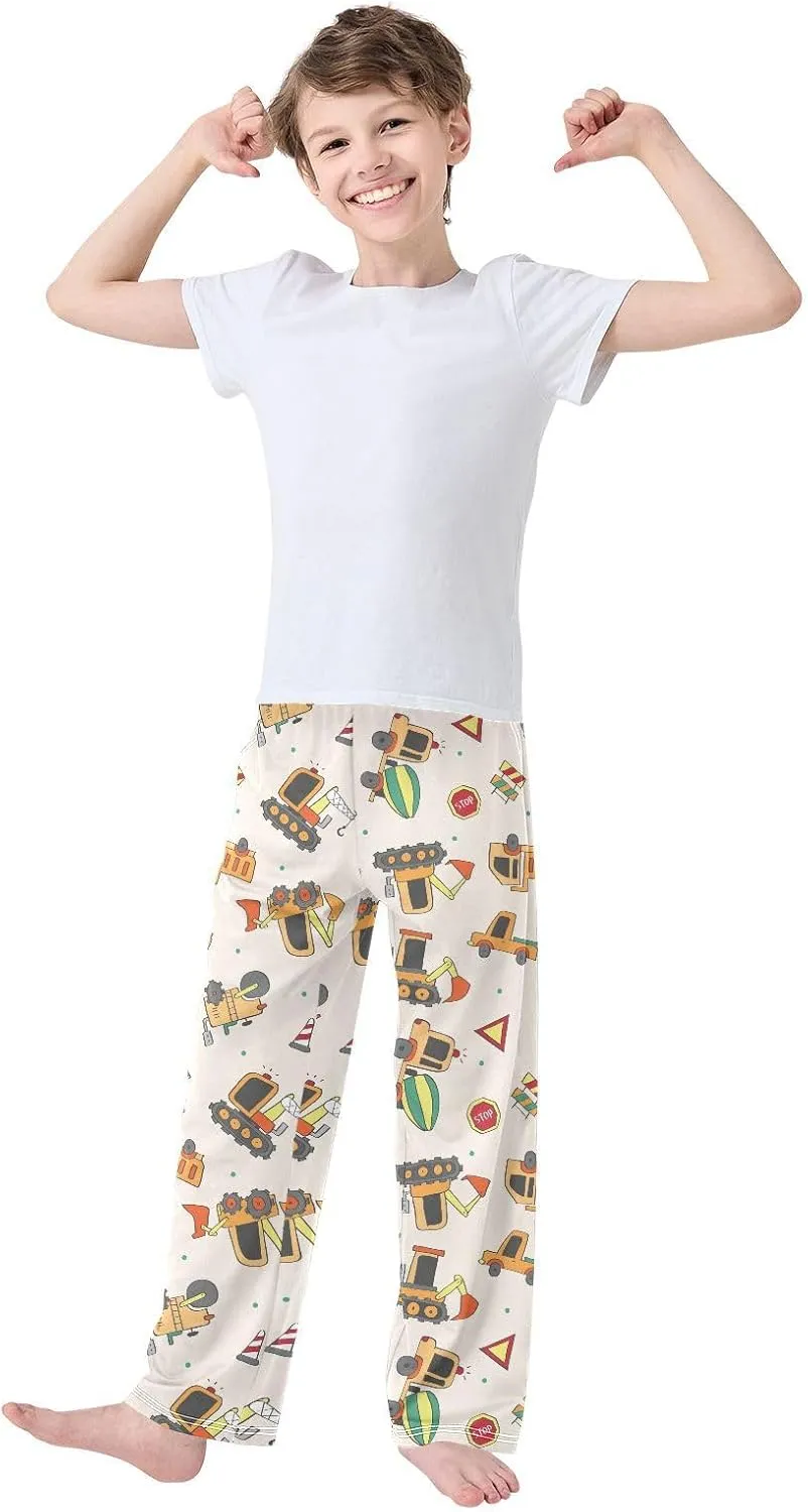 ZZXXB Cartoon Truck and Trailer Boys Long Pants Soft Trousers Elastic Waist Kids Lounge Bottoms with Pockets S-XL